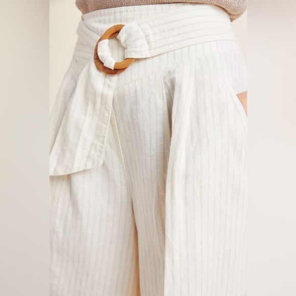 Anthropologie Palm Beach Belted Culotte pants linen cotton blend size 4 boho - Picture 3 of 13